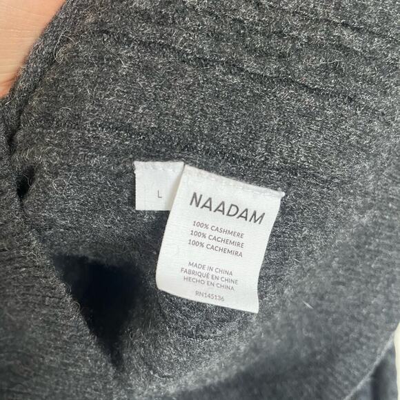 Naadam Cashmere Sweater Cable Knit Rollneck Gray Large - Picture 7 of 7